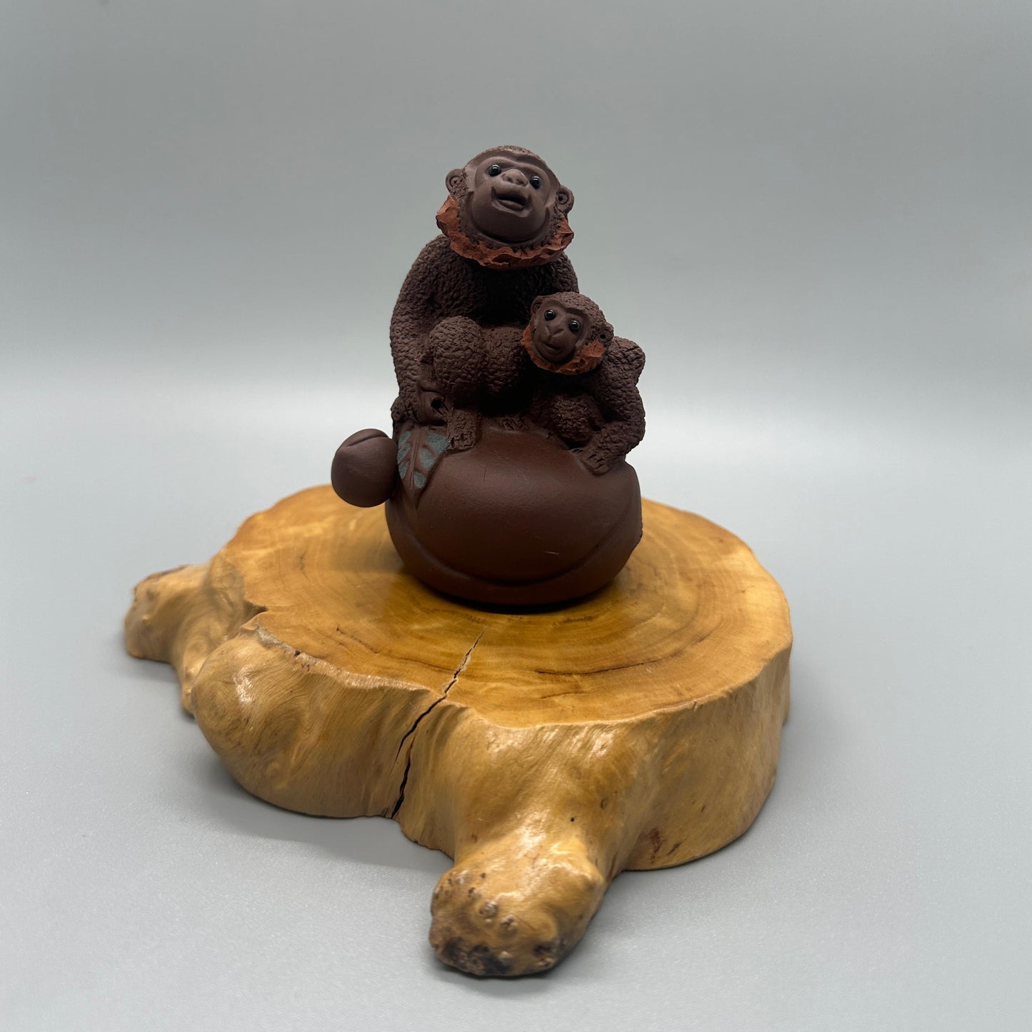 Purple Clay tea pets - monkeys