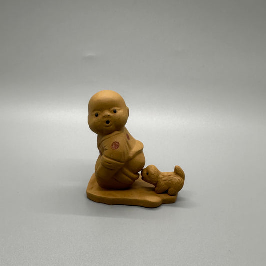 Purple Clay tea pets - Child with dog