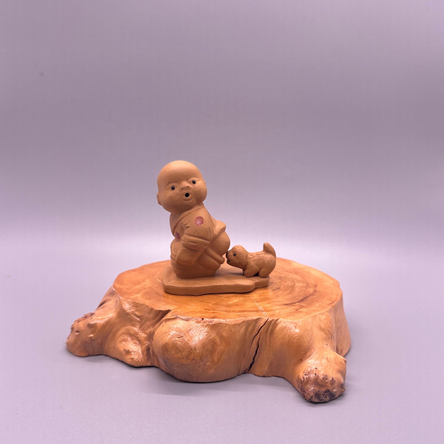 Purple Clay tea pets - Child with dog